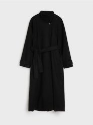 Długi klasyczny płaszcz z paskiem - czarny. Czarne płaszcze Sinsay, l, bez wzorów, klasyczne, bez kaptura. Za 139.99 zł.