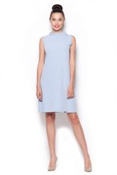 Elegancka Sukienka z Niskim Golfem - Niebieski. Niebieskie sukienki Figl, s, bez wzorów, z materiału, eleganckie, bez kołnierzyka, bez ramiączek. Za 239.00 zł.