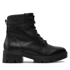 Trapery Jana. Czarne traperki JANA, bez wzorów, bez obcasa, bez zapięcia. Za 419.99 zł.