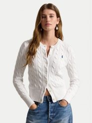 Polo Ralph Lauren Kardigan 211971868007 Biały Slim Fit. Białe swetry Polo Ralph Lauren, xl, bez wzorów, bez ramiączek. Za 1,199.00 zł.