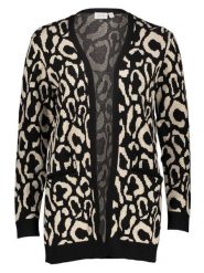 Vila Kardigan "Vitif" w kolorze beżowo-czarnym rozmiar: XS. Brązowe swetry Vila, xs, bez wzorów, z włókna, bez ramiączek. Za 65.38 zł.