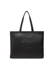 Calvin Klein Jeans Torebka Sculpted Slim Tote LV04K3070G Czarny. Czarne shopper bag Calvin Klein Jeans, bez wzorów, z jeansu, bez dodatków. Za 369.99 zł.