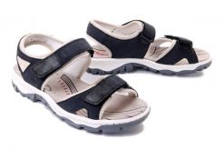 RIEKER 68891-14 blue, sandały damskie. Niebieskie sandały Rieker, bez wzorów, bez obcasa, bez zapięcia. Za 299.90 zł.