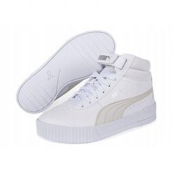 Buty Sportowe Damskie Puma Carina Mid. Białe buty treningowe Puma, bez wzorów, z gumy, bez zapięcia, trekkingowe. Za 289.99 zł.