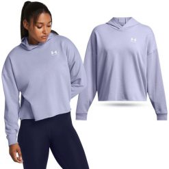 Bluza fitness damska Under Armour Rival Terry Oversized. Fioletowe bluzy Under Armour, xl, bez wzorów, casualowe, bez ramiączek, z kapturem. Za 119.99 zł.