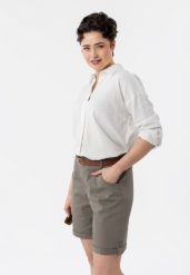 Koszula z lnem K-VEHI. Białe koszule Volcano, xl, bez wzorów, ze lnu, bez kołnierzyka, bez ramiączek. Za 119.99 zł.