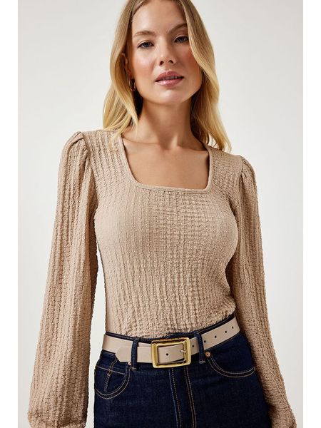 Happiness Istanbul Bluzka w kolorze beżowym rozmiar: 40. Brązowe bluzki Happiness Istanbul, bez wzorów, bez kołnierzyka, bez ramiączek. Za 56.99 zł.