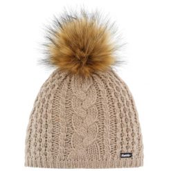 Czapka Afra Lux damska zimowa z pomponem z polaru, ciepła wełna merynosowa. Białe czapki zimowe Eisbär, bez wzorów, z polaru, sportowe. Za 199.99 zł.