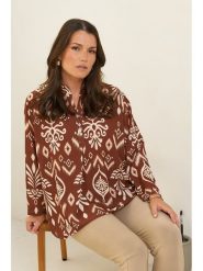 Curvy Lady Bluzka w kolorze brązowym rozmiar: 40/42. Brązowe bluzki Curvy Lady, bez wzorów, klasyczne, bez kołnierzyka, bez ramiączek. Za 85.33 zł.