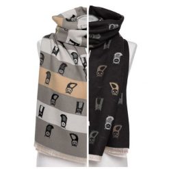 Czarny Dwustronny Damski Szal W Sowy Moraj. Czarne szaliki i kominy Moraj, bez wzorów, z materiału, eleganckie. Za 54.99 zł.