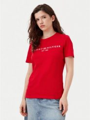 Tommy Hilfiger T-Shirt WW0WW40276 Czerwony Regular Fit. Czerwone t-shirty Tommy Hilfiger, xxs, bez wzorów, z bawełny, bez kołnierzyka, bez ramiączek. Za 119.99 zł.