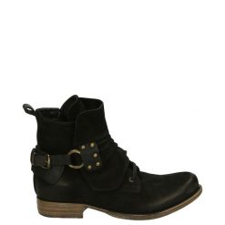 OCIEPLANE BOTKI Z NUBUKU 0613703 BLACK. Czarne botki Venezia, bez wzorów, z nubiku, bez obcasa, bez zapięcia. Za 189.00 zł.