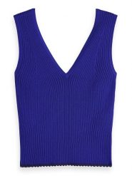 Scotch & Soda Top w kolorze niebieskim rozmiar: XL. Niebieskie topy Scotch & Soda, xl, bez wzorów, ze splotem, bez kołnierzyka, bez ramiączek. Za 83.03 zł.