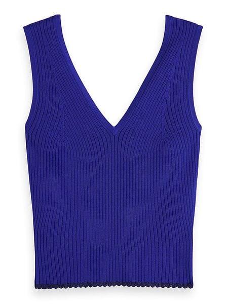 Scotch & Soda Top w kolorze niebieskim rozmiar: XL. Niebieskie topy Scotch & Soda, xl, bez wzorów, ze splotem, bez kołnierzyka, bez ramiączek. Za 83.03 zł.