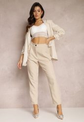 Beżowe Spodnie Cygaretki Zalko. Brązowe chinosy Renee, m, bez wzorów, z jeansu, eleganckie. W wyprzedaży za 67.99 zł.