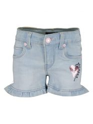 Blue Seven Szorty dżinsowe w kolorze błękitnym rozmiar: 98. Niebieskie szorty Blue Seven, z aplikacjami, ze skóry, klasyczne. Za 41.35 zł.