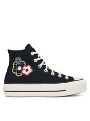 Converse Trampki Chuck Taylor All Star Lift Platform Floral Patchwork A15534C Czarny. Czarne trampki Converse, bez wzorów, z materiału, retro, bez zapięcia. Za 359.99 zł.