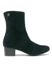 Tommy Hilfiger Botki FW0FW07536 Czarny. Czarne botki Tommy Hilfiger, bez wzorów, ze skóry, bez obcasa, na słupku, bez zapięcia. Za 359.99 zł.