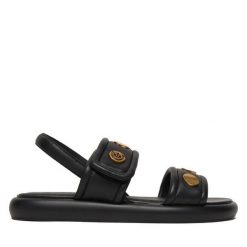 Sandały PINKO. Czarne sandały Pinko, bez wzorów, bez obcasa, na płaskiej podeszwie, bez zapięcia. Za 939.99 zł.