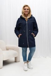 Granatowa przejściowa kurtka damska Nala z kapturem PLUS SIZE XXL OVERSIZE WIOSNA. Brązowe kurtki Moda Size Plus Iwanek, na jesień, plus size, bez wzorów, z jeansu, biznesowe, z kapturem. Za 389.90 zł.