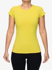Koszulka do biegania damska Houdini Pace Air Tee. Żółte t-shirty sportowe Houdini, l, bez wzorów, z materiału, bez ramiączek, do biegania. Za 203.49 zł.