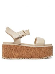 Lasocki Sandały WYL3440-3Z Beżowy. Brązowe sandały Lasocki, bez wzorów, ze skóry, bez obcasa, na koturnie, bez zapięcia. Za 269.99 zł.