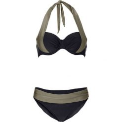 Bikini na fiszbinach bonprix czarno-jasnooliwkowy. Bikini marki 4f. Za 89.99 zł.