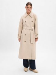 MbyM wełniany płaszcz - Odonna-M Kobiety Wełna beżowy, S/M. Brązowe płaszcze mbyM, m, bez wzorów, z wełny, eleganckie, bez kaptura. Za 949.95 zł.