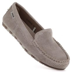 Mokasyny damskie półbuty zamszowe khaki Potocki 09301. Brązowe mokasyny POTOCKI, bez wzorów, z tkaniny. Za 139.99 zł.