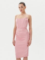 Rinascimento Sukienka koktajlowa CFC0123676003 Różowy Regular Fit. Czerwone sukienki Rinascimento, xs, bez wzorów, z syntetyku, wizytowe, bez kołnierzyka, bez ramiączek. Za 489.99 zł.