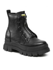 Buffalo Botki Aspha Zip 1622070 Czarny. Czarne botki Buffalo, bez wzorów, ze skóry, bez obcasa, na płaskiej podeszwie, bez zapięcia. Za 579.99 zł.