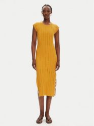 PINKO Sukienka dzianinowa 104745 A2FR Brązowy Regular Fit. Brązowe sukienki Pinko, l, bez wzorów, z dzianiny, bez kołnierzyka, bez ramiączek. Za 1,129.00 zł.