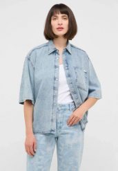 Damska Koszula Mustang Style Ella Shirt Denim Blue 1016568 5000 101. Niebieskie koszule Mustang, m, bez wzorów, z denimu, bez kołnierzyka, bez ramiączek. Za 189.99 zł.