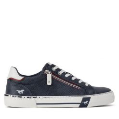 Trampki Mustang. Niebieskie trampki Mustang, bez wzorów, bez zapięcia. Za 259.99 zł.