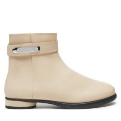 Botki ECCO. Brązowe botki ECCO, bez wzorów, bez obcasa, na płaskiej podeszwie, bez zapięcia. Za 459.99 zł.