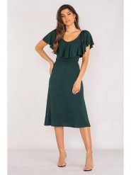 Awama Sukienka w kolorze ciemnozielonym rozmiar: XL. Zielone sukienki Awama, xl, bez wzorów, bez kołnierzyka, bez ramiączek, midi. Za 172.49 zł.
