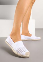 Białe Espadryle na Płaskiej Podeszwie z Perforacją Wessiria. Białe espadryle Born2be, bez wzorów, eleganckie, bez obcasa, na płaskiej podeszwie. Za 69.99 zł.