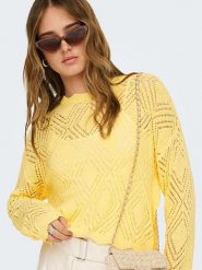 ONLY Sweter w kolorze żółtym rozmiar: L. Żółte swetry ONLY, l, bez wzorów, bez ramiączek. Za 78.66 zł.