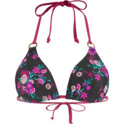 Biustonosz bikini z trójkątnymi miseczkami bonprix czarny w kwiaty. Bikini bonprix. Za 44.99 zł.