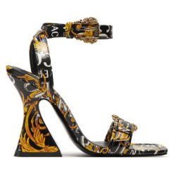 Sandały Versace Jeans Couture. Sandały Versace Jeans Couture, bez wzorów, z jeansu, bez obcasa, na słupku, bez zapięcia. Za 1,069.00 zł.