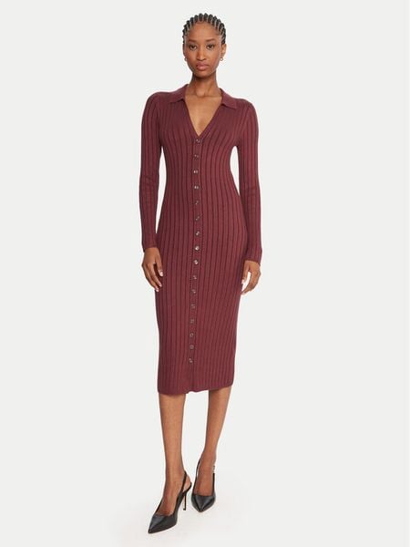 Guess Sukienka dzianinowa W5BK60 Z2YJ2 Brązowy Slim Fit. Brązowe sukienki Guess, xs, z aplikacjami, z dzianiny, bez kołnierzyka, bez ramiączek. Za 339.99 zł.