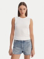 Calvin Klein Jeans Top LV047B265G Biały Slim Fit. Białe topy Calvin Klein Jeans, l, bez wzorów, z bawełny, bez kołnierzyka, bez ramiączek. Za 169.99 zł.