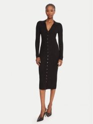 Guess Sukienka dzianinowa W5BK60 Z2YJ2 Czarny Slim Fit. Czarne sukienki Guess, m, z aplikacjami, z dzianiny, bez kołnierzyka, bez ramiączek. Za 419.99 zł.