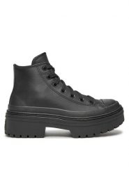 Converse Botki Chuck Taylor All Star Lugged Heel Leather Platform A10369C Czarny. Czarne botki Converse, bez wzorów, ze skóry, retro, bez obcasa, na płaskiej podeszwie, bez zapięcia. Za 299.99 zł.