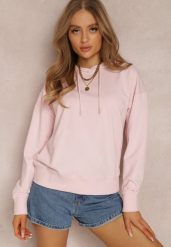 Jasnoróżowa Bluza Barbythia. Czerwone bluzy Renee, xs, bez wzorów, z bawełny, casualowe, bez ramiączek, bez kaptura. W wyprzedaży za 39.99 zł.