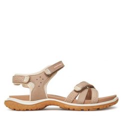 Sandały ECCO. Brązowe sandały ECCO, bez wzorów, bez obcasa, na płaskiej podeszwie, bez zapięcia. Za 369.99 zł.