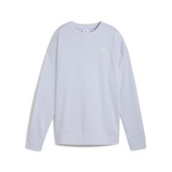 Damska luźna bluza z okrągłym dekoltem i małym logo No.1 ESS PUMA. Niebieskie bluzy Puma, m, bez wzorów, z dzianiny, eleganckie, bez ramiączek, bez kaptura. Za 129.00 zł.