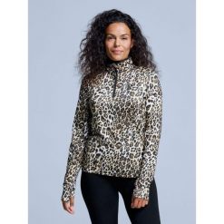 Bluza narciarska - Damska - Arty - Wzór w panterkę. Brązowe bluzy POEDERBAAS, na zimę, m, bez wzorów, z elastanu, sportowe, bez ramiączek, bez kaptura. Za 264.52 zł.