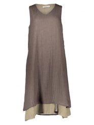 Le Jardin du Lin Lniana sukienka w kolorze khaki rozmiar: 38. Brązowe sukienki Le jardin du lin, bez wzorów, ze lnu, klasyczne, bez kołnierzyka, bez ramiączek, midi. Za 150.45 zł.