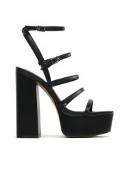 Aldo Sandały Darling 13571620 Czarny. Czarne sandały Aldo, bez wzorów, ze skóry, bez obcasa, na słupku, bez zapięcia. Za 269.99 zł.